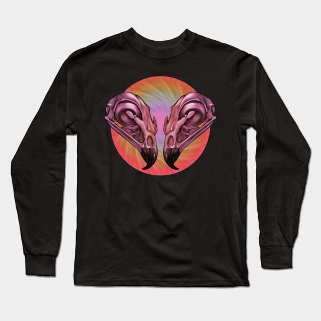 Hawk Skuls Long Sleeve T-Shirt by Crude Casey